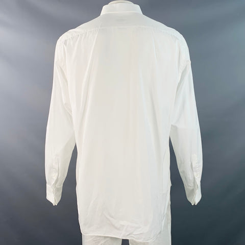 BRIONI Size L White Cotton French Cuff Tuxedo Long Sleeve Shirt