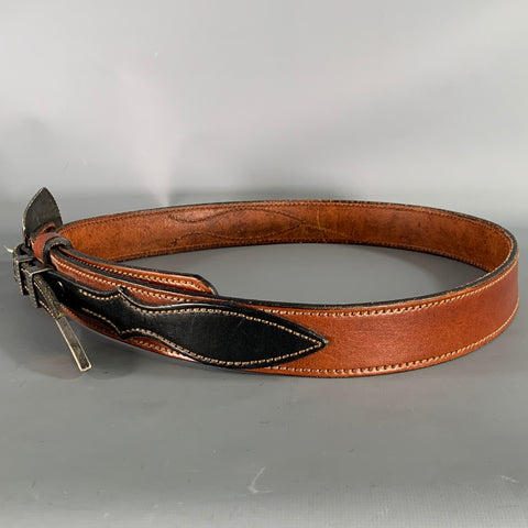 VINTAGE Brown Black Concho Leather Belt