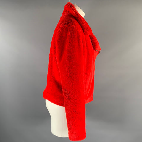 REBECCA MINKOFF Size M Red Polyester Textured Biker Jacket