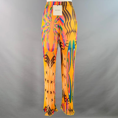 SIEDRES Size XS Agust Crinkled Multi Color Polyester Chiffon Pleated Elastic Waistband Casual Pants