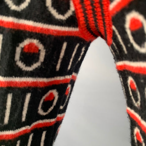 PAUL SMITH Size S Black Red White Stripe Wool Cotton Blend Crew Neck Sweater