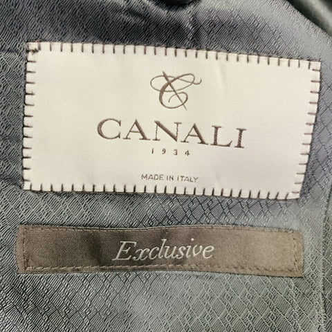 CANALI Size 42 Blue Grey Stripe Wool Single Breasted Notch Lapel Suit