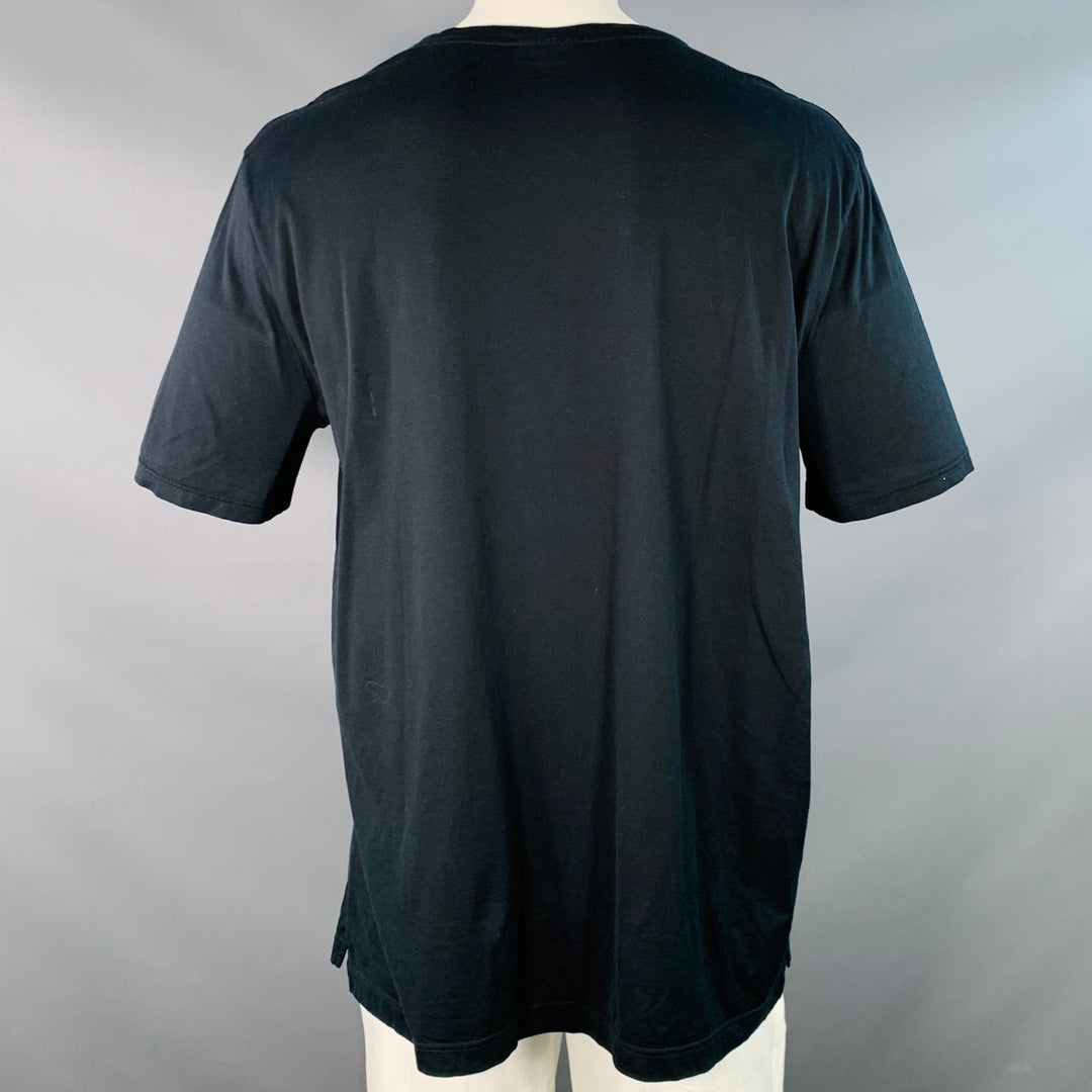 LANVIN Size XXXL Black White Line Drawing Cotton Crew Neck T-shirt
