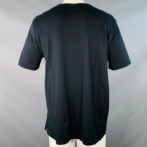 LANVIN Size XXXL Black White Line Drawing Cotton Crew Neck T-shirt