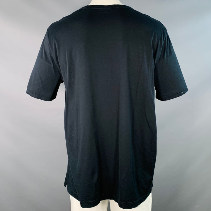 LANVIN Size XXXL Black White Line Drawing Cotton Crew Neck T-shirt