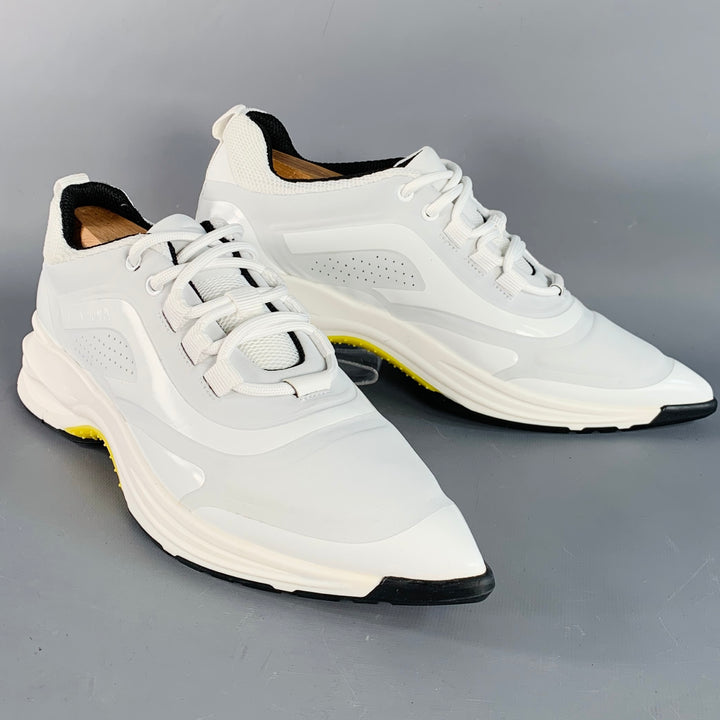 AZ FACTORY Size 10 White Mixed Materials Pointed Toe Sneakers