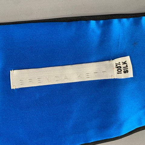 BRENDA KETT Size 45 Black Blue Pleated Silk Cummerbund