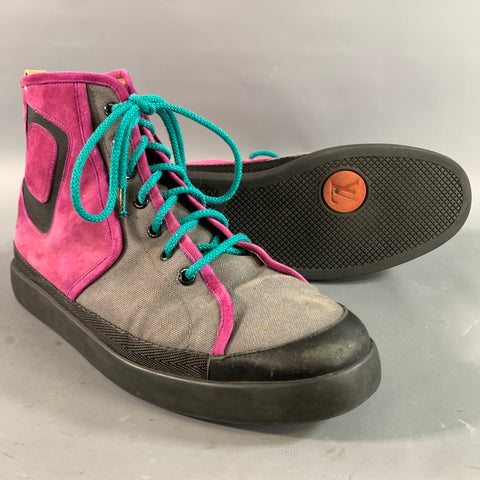 LOUIS VUITTON Size 8 Purple Grey GO 0023 Mixed Fabrics High Top Sneakers