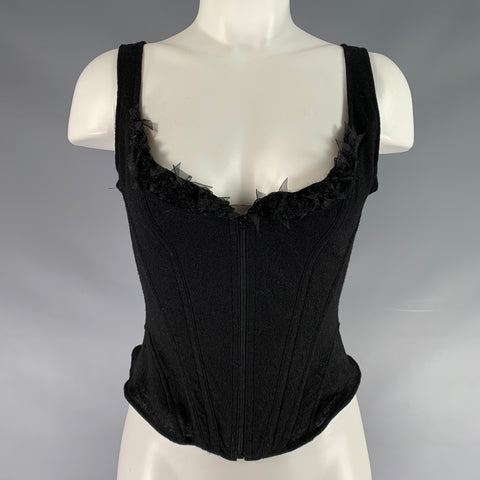 CADOLLE Size S Black Wool Corset Casual Top
