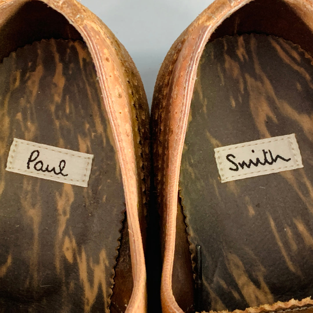 PAUL SMITH Size 9 Brown Distressed Leather Wingtip Oxford Lace-Up Shoes