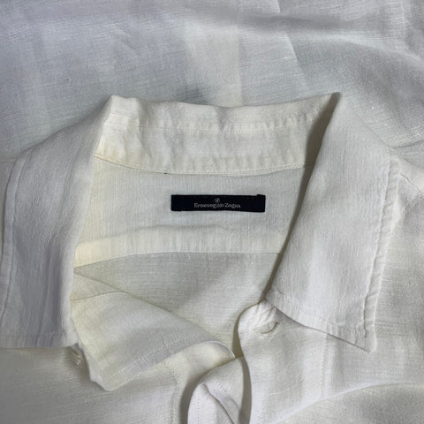 ERMENEGILDO ZEGNA Size M White Spread Collar Long Sleeve Shirt