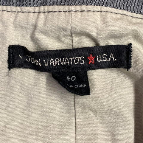 JOHN VARVATOS * U.S.A. Size 40 Grey Charcoal Stripe Cotton Zip Pockets Vest