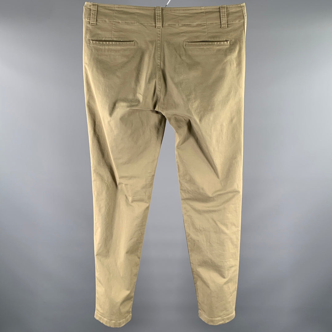 SANDRO Size 36 Khaki Solid Cotton Blend Button Fly Casual Pants