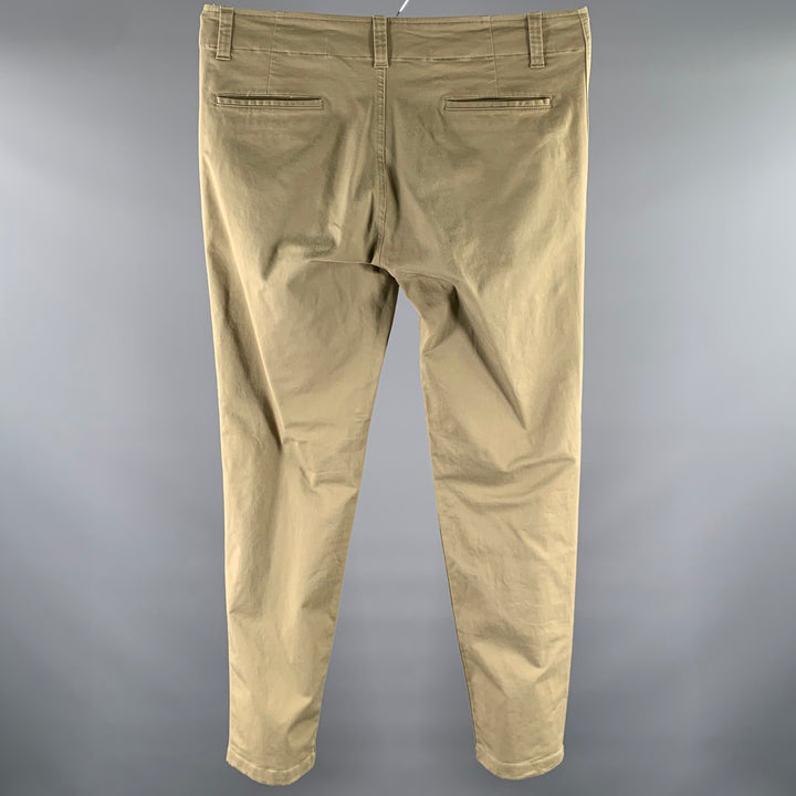 SANDRO Size 36 Khaki Solid Cotton Blend Button Fly Casual Pants