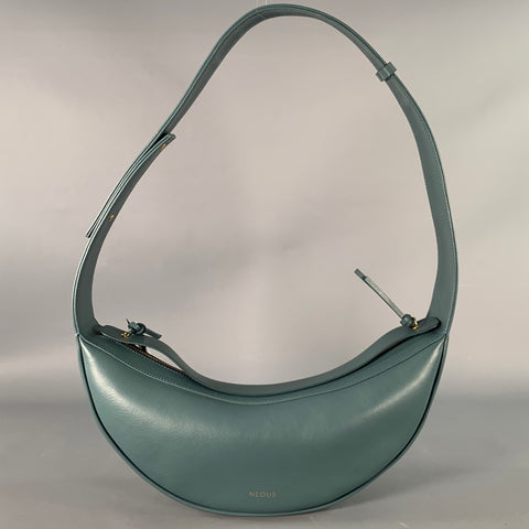 NEOUS Orion Moss Green Leather Half Moon Shoulder Bag
