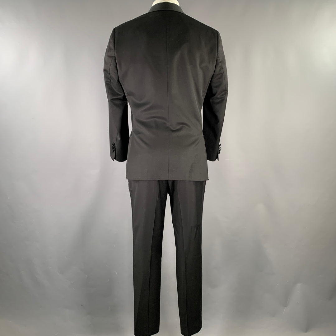 TED BAKER Size 40S Black Wool Mohair Tuxedo Suit