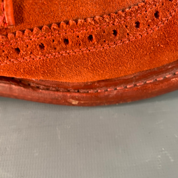 FLORSHEIM by DUCKIE BROWN Size 10 Orange Perforated Suede Wingtip Ankle Boots