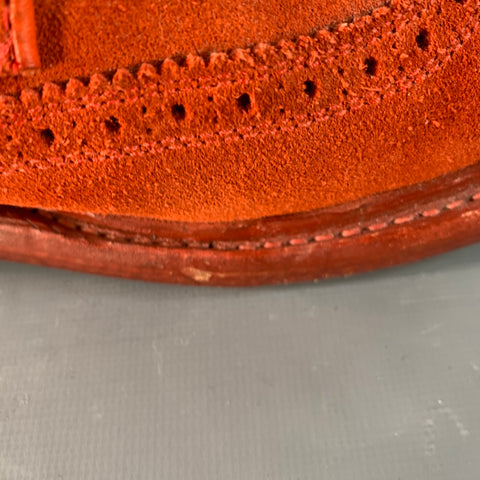 FLORSHEIM by DUCKIE BROWN Size 10 Orange Perforated Suede Wingtip Ankle Boots