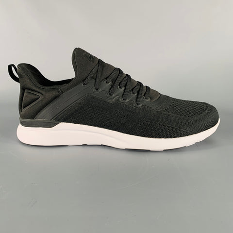 APL Size 11 -Techloom Tracer- Black White Perforated Nylon Sneakers