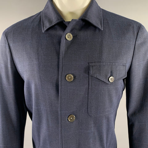 KLEIN EPSTEIN & PARKER Size XL Navy Plaid Wool Blend Jacket