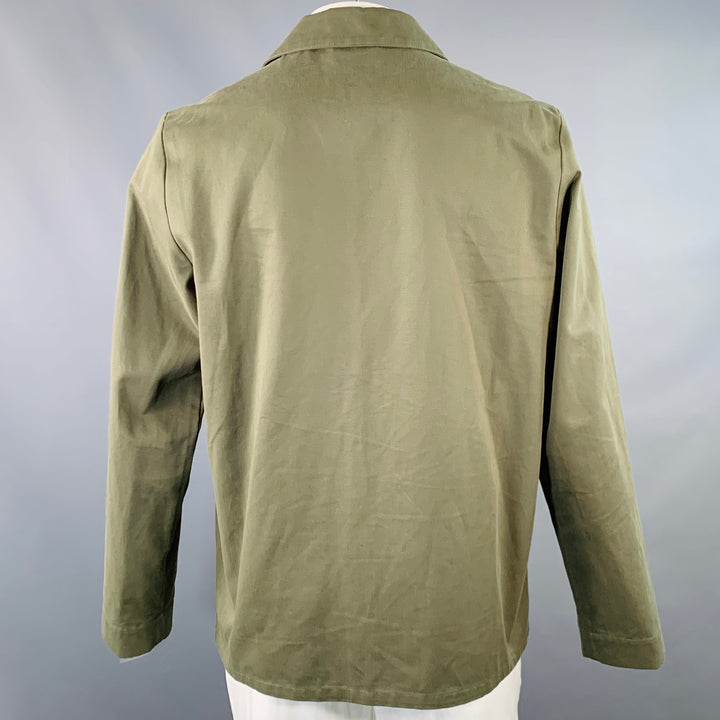 A.P.C. Size XL Green Olive Twill Cotton Two Pockets Jacket