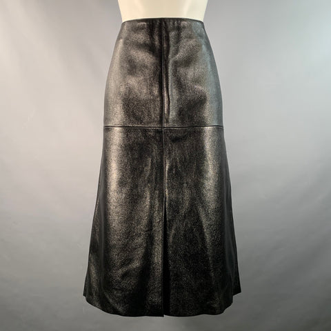JOSEPH Size 8 Black Lambskin Lambskin Midi Mid-Calf Skirt