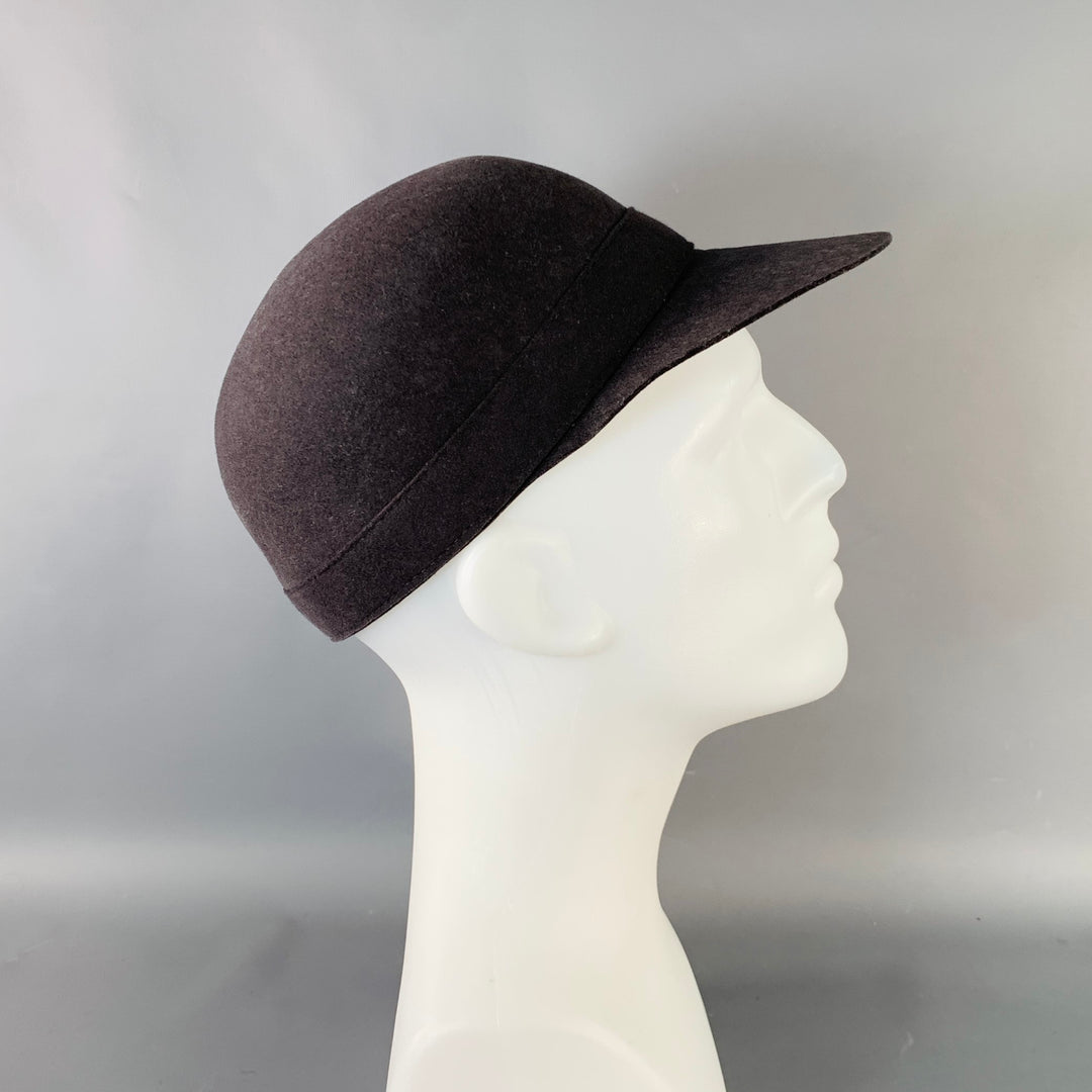 LANVIN Size 58 Grey Charcoal Felt Merino Wool Baseball Cap