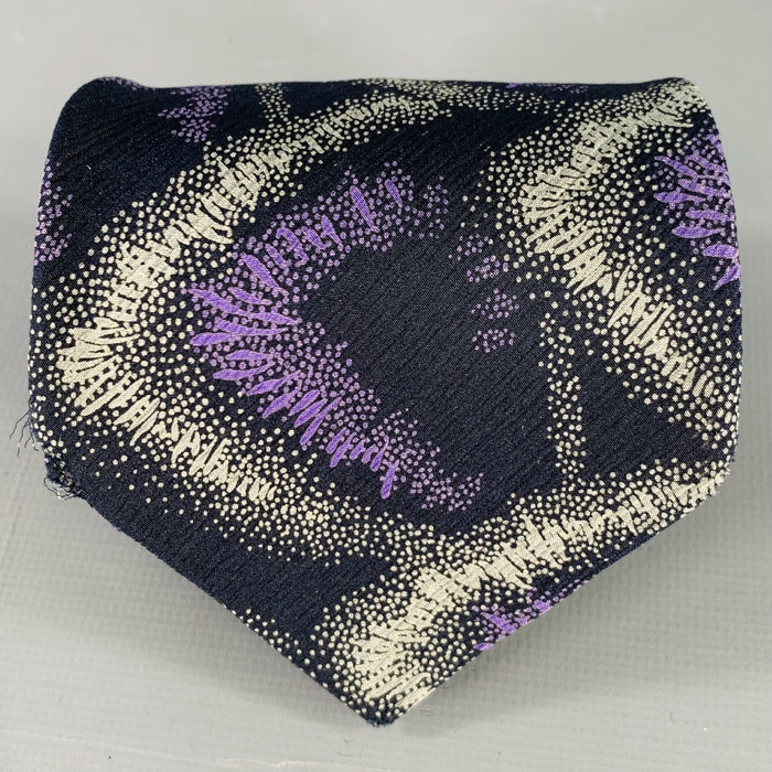 GIORGIO ARMANI Black Purple Abstract Silk Tie