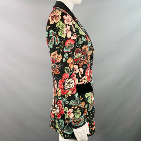 ANNE FONTAINE Size 4 Saskia Black Multi-Color Jacquard Jacket  Blazer