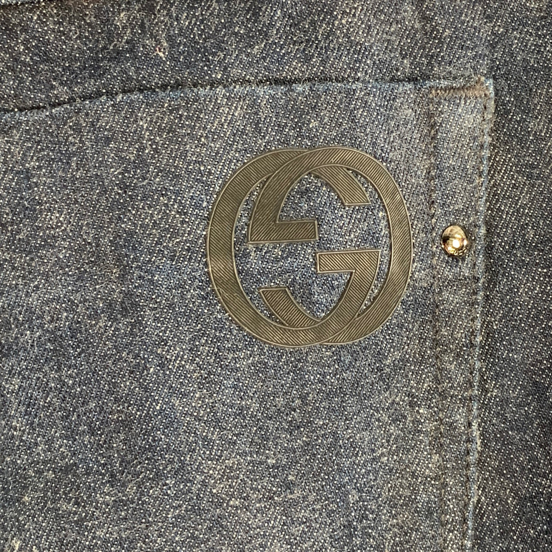 GUCCI Size 34 Indigo Cotton Straight Five Pockets Button Fly Jeans