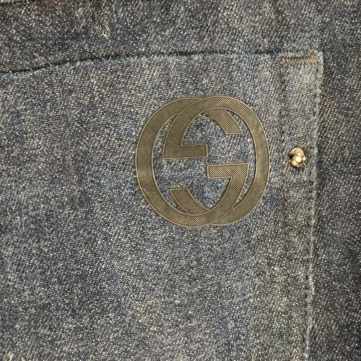 GUCCI Size 34 Indigo Cotton Straight Five Pockets Button Fly Jeans