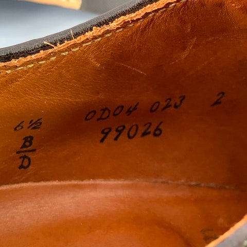 ALDEN Size 6.5 Plain Toe Blucher Brown Leather Derby Lace-Up Shoes