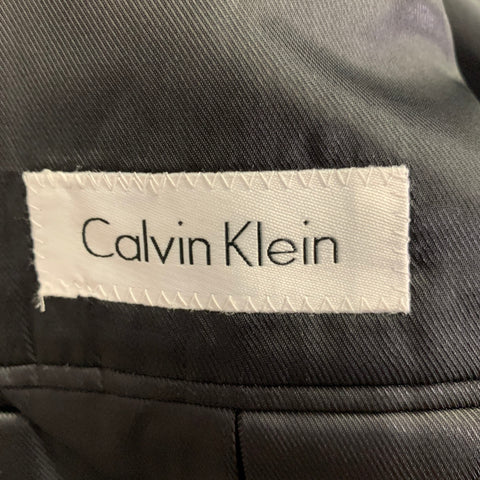 CALVIN KLEIN Size 46 Black White Pinstripe Wool Single Breasted Suit