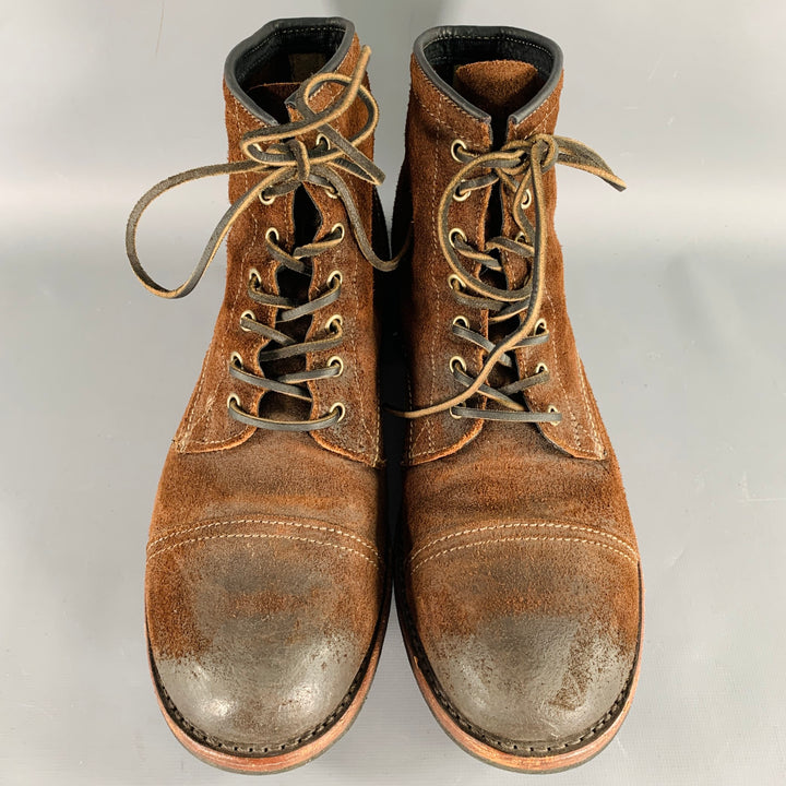 FRYE Size 10.5 Brown Roughout Leather Lace-Up Boots