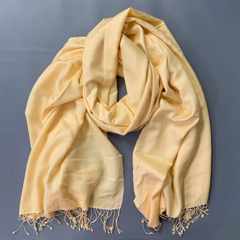 Foulard-châle jaune à franges VINTAGE