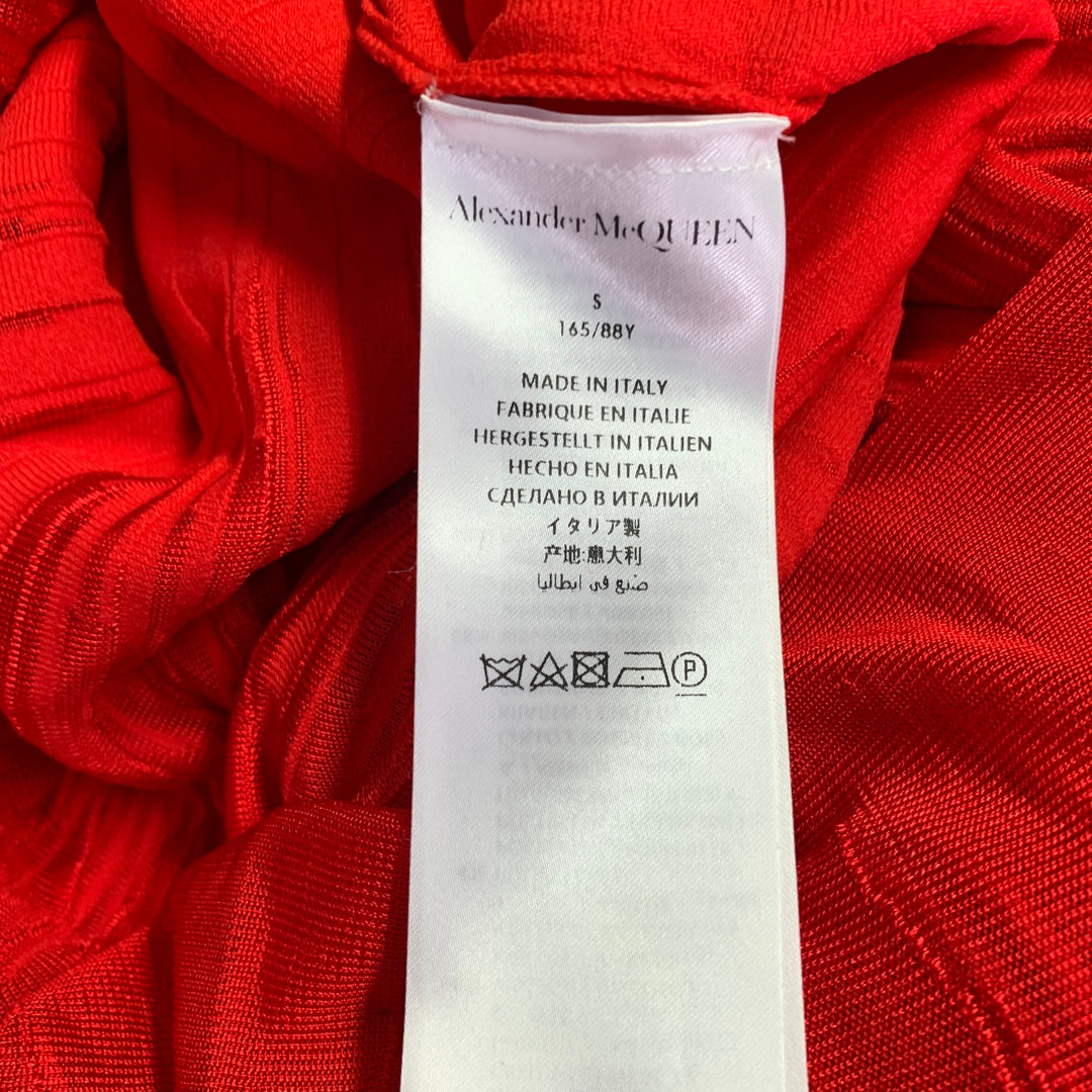 ALEXANDER MCQUEEN Size S Red Viscose Textured Long Sleeve Dress