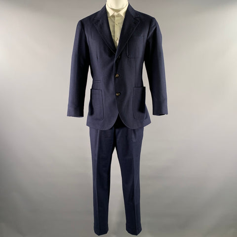 BRUNELLO CUCINELLI Size 40 Navy Wool Notch Lapel Suit