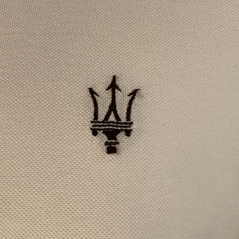 ERMENEGILDO ZEGNA Size XXXL White Brown Logo Cotton Pique Crew Neck T-shirt