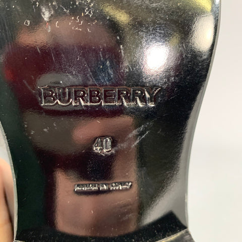 BURBERRY Size 7 Black Leather Slip On Loafers