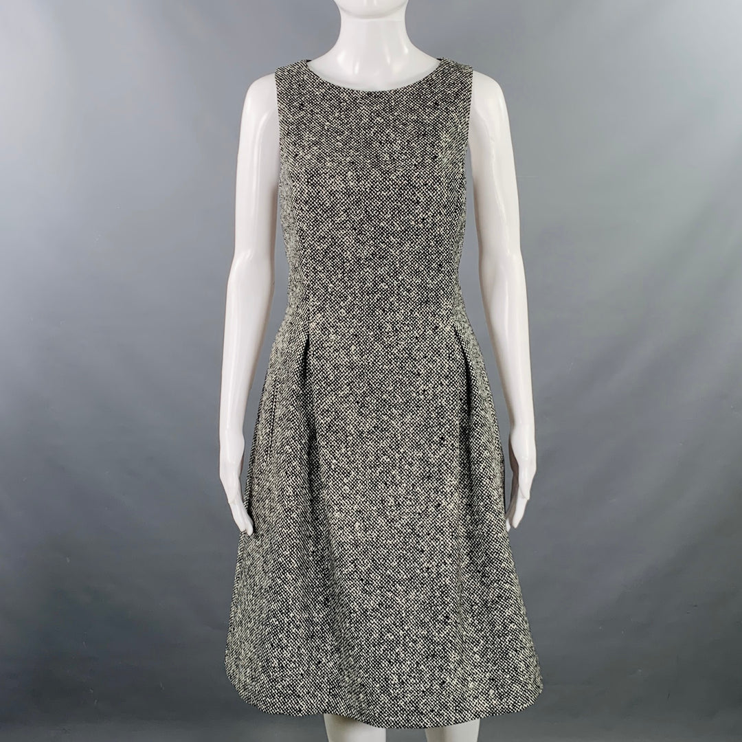 MICHAEL KORS COLLECTION Size 8 Black White Wool Blend Tweed Dress Jacket Set