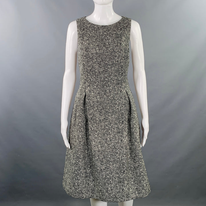 MICHAEL KORS COLLECTION Size 8 Black White Wool Blend Tweed Dress Jacket Set