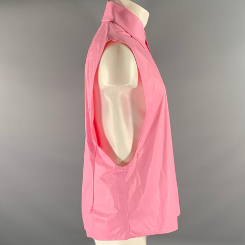 WALTER VAN BEIRENDONCK Size L Pink Modal Cutoff Sleeve Shirt