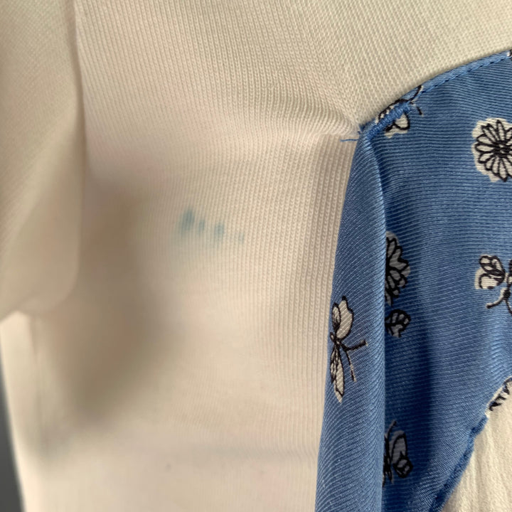 3.1 PHILLIP LIM Size S White Blue Mixed Materials Cotton Silk T-shirt