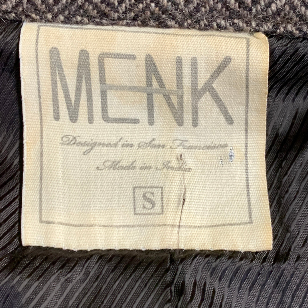 MENK Size S Brown Herringbone Wool Blend Zip Up Jacket