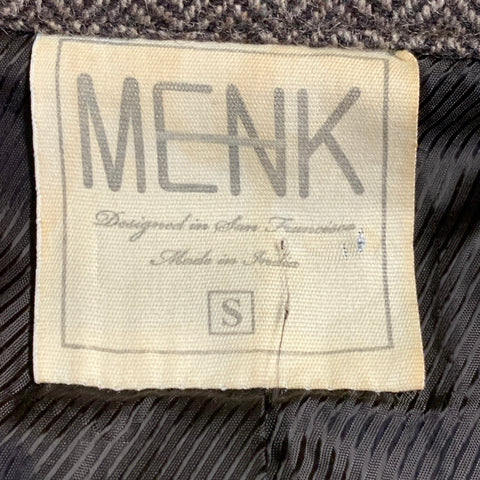 MENK Size S Brown Herringbone Wool Blend Zip Up Jacket