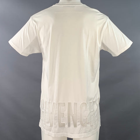 GIVENCHY Size XXS White Logo Cotton Silk Crew Neck T-shirt