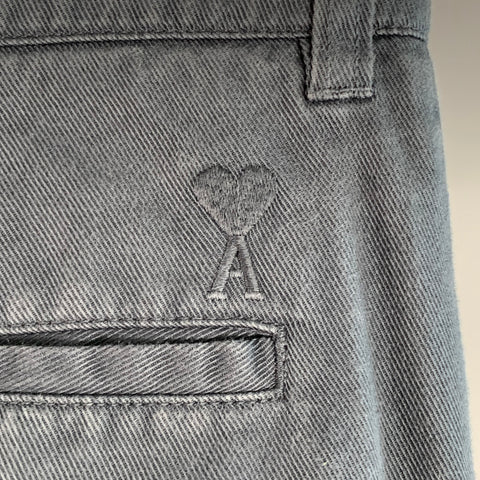 AMI by ALEXANDRE MATTIUSSI Size M Blue Cotton Pleated Button Fly Casual Pants