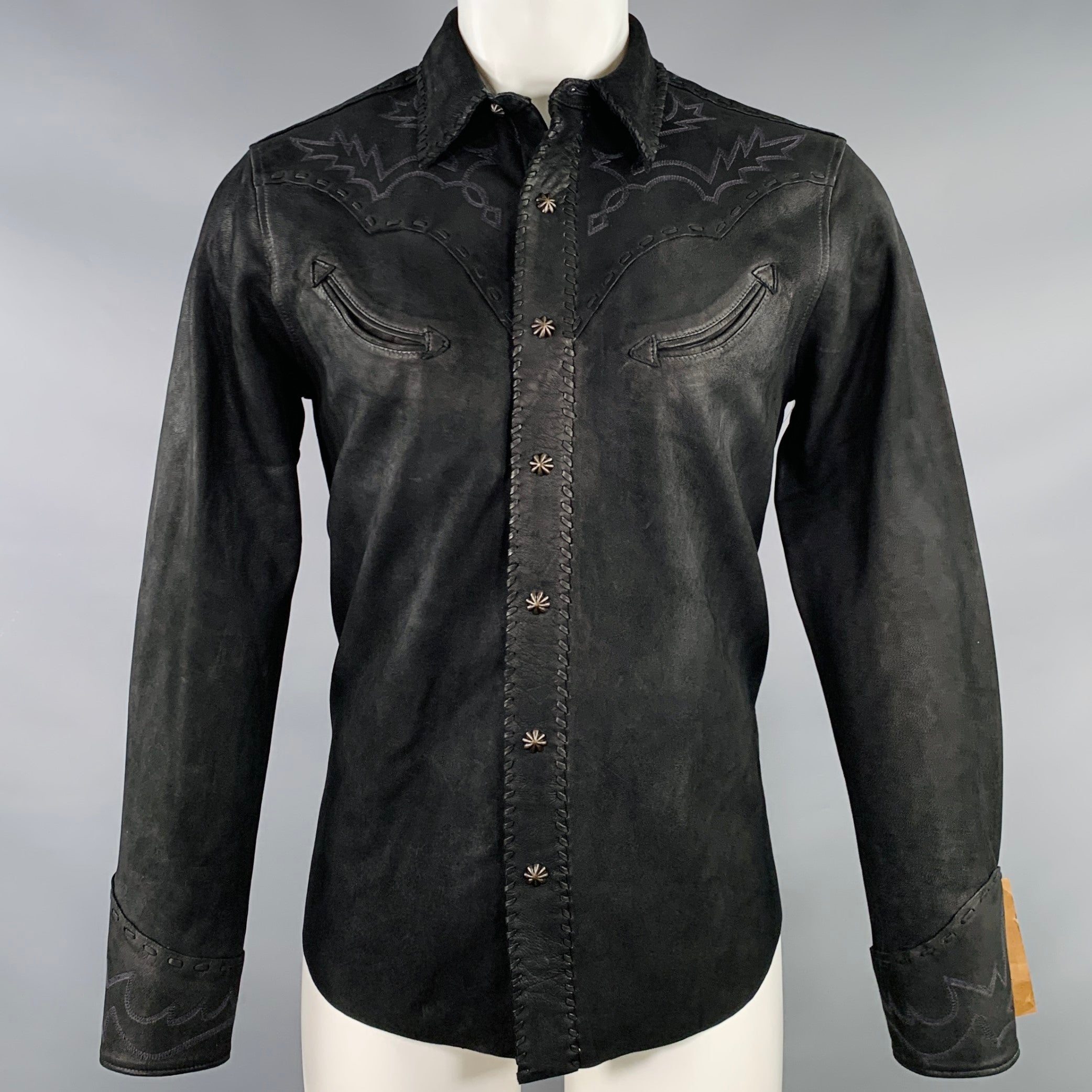 【最終価格!!!】未使用 RRL Suede Western Shirt RRL by RALPH LAUREN Size M Black Sheepskin Suede Western Long