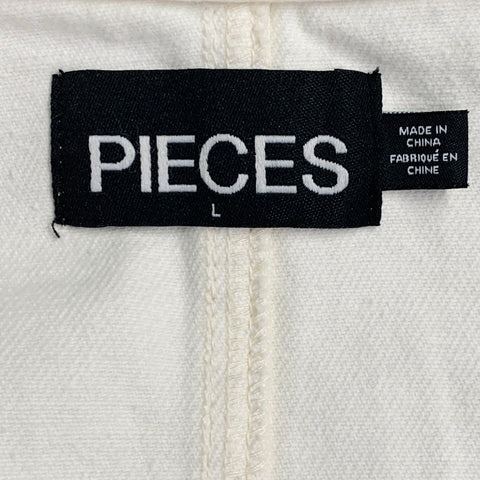 PIECES Size L Cream Cotton Twill Snaps Cape