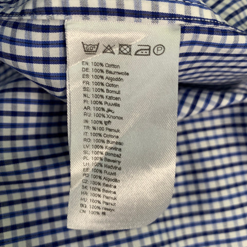 ETON Size M Blue White Gingham Cotton Long Sleeve Shirt